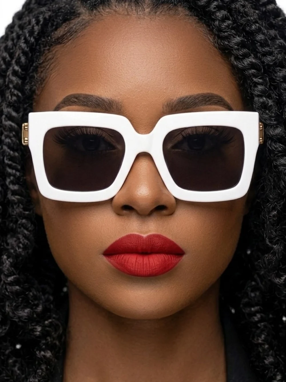 White Oversized Square Sunglasses - Designer Style